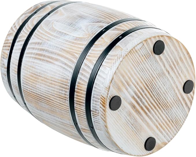 MyGift Whitewashed Wood Wine Barrel Kitchen Utensil Holder Crock | Vintage wine barrel design adds rustic charm while keeping cooking utensils organized and accessible on kitchen counters