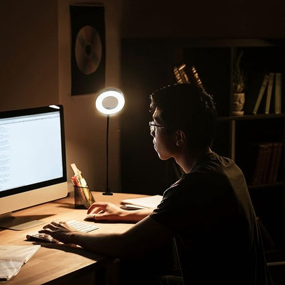 Bi-Colour Light Mode 360 ° Flexible Gooseneck, LED Lighting, Desk Lamp with USB Charging Port, Study Lamp, Clamp Lamp, Office Desk Accessories, Bed Lamp, Clip on Lamp (Silver)