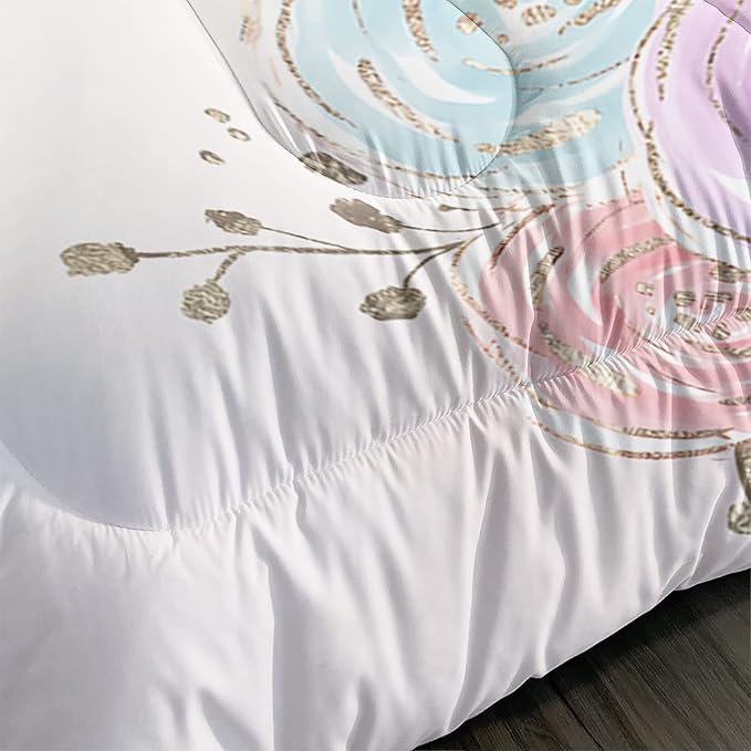 CVHOUSE Unicorn Bedding Full Size,Unicorn Bedding Set for Girls Kids,Cute Unicorn Comforter Set Chrismas Duvet Set Unicorn Quilt Set Girls Room Decor 3 Pieces