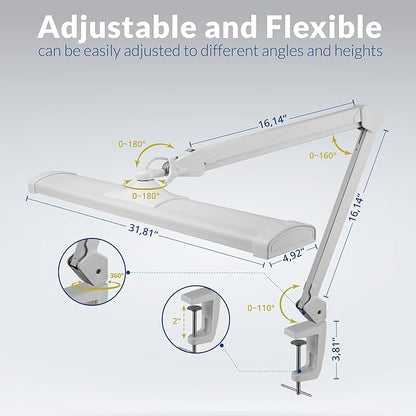 Ultra Bright 3900 Lumens Powerful Professional Eye Care LED Desk Lamp, Brightness Adjustable, Task Light for Home, Beauty, Crafting, Office, Workbench (Daylight, Dimming, White)