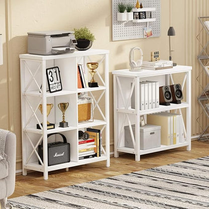 FATORRI 6 Cube Storage Organizer Shelf, Wood and Metal Cubby Bookcase, Modern Cube Bookshelf (White Oak)