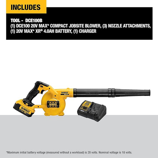 DEWALT 20V MAX* Blower for Jobsite Kit, Compact (DCE100M1)