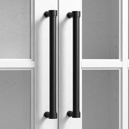 Bush Furniture Westbrook Tall 5 Shelf Bookcase with Glass Doors in White Ash | Farmhouse Bookshelf Cabinet for Living Room and Home Office