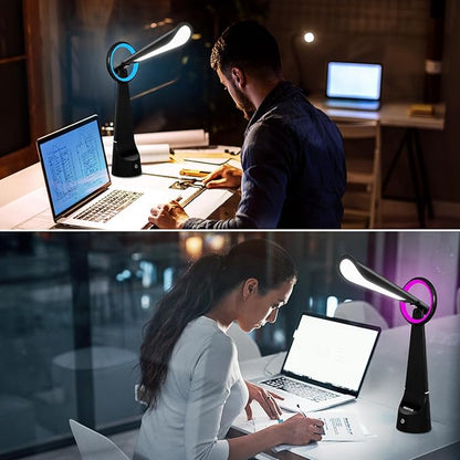 Upgraded LED Desk Lamp Also A Night Light with 7 Colours Change, Eye-Caring Table Lamp with USB Charging Port Suitable for Table Bedroom Bedside Office Study,8W (Black)