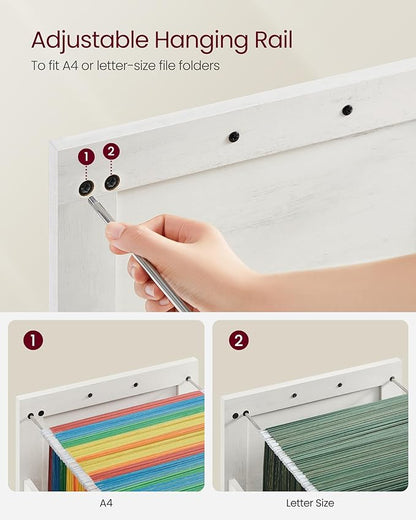 VASAGLE File Cabinet, Filing Cabinet with 3 Drawers, Printer Stand, Fit A4, Letter Size, Hanging File Folders, Modern Farmhouse Style, for Home Office, Study, Rustic White UOFC054T73