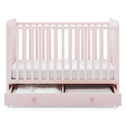 babyGap by Delta Children Graham 4-in-1 Convertible Crib with Storage Drawer TrueSleep Crib and Toddler Mattress (Bundle), Blush Pink/Dark Pink