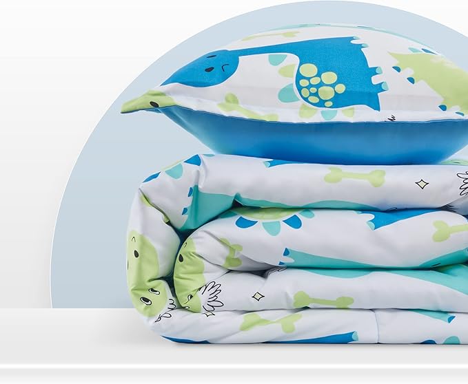 SLEEP ZONE Kids Bedding Full/Queen Comforter Set - Cute Printed for Boys, Girls, Teens, Super Soft, Fade Resistant, Cute Dino, Full/Queen