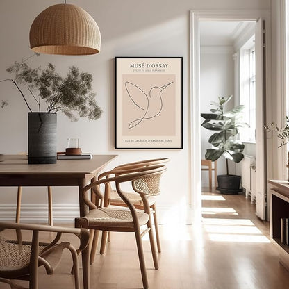 Poster Master Vintage Poster - Retro One Line Hummingbird Drawing Print - Bird Line Art - Minimal Gift for Him, Her, Animal Lover - Abstract Decor for Home, Office, 18x24 Unframed Wall Art