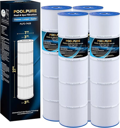 POOLPURE C-7459 Filter Replaces Jandy CL 340, PJAN85, Ultral-A8, Unicel C-7459, Filbur FC-6405, Filbur FC-0800, A0557900, R0554500, Aladdin 18504, APCC7352, 4X85 sq.ft Filter Cartridge 4 Pack