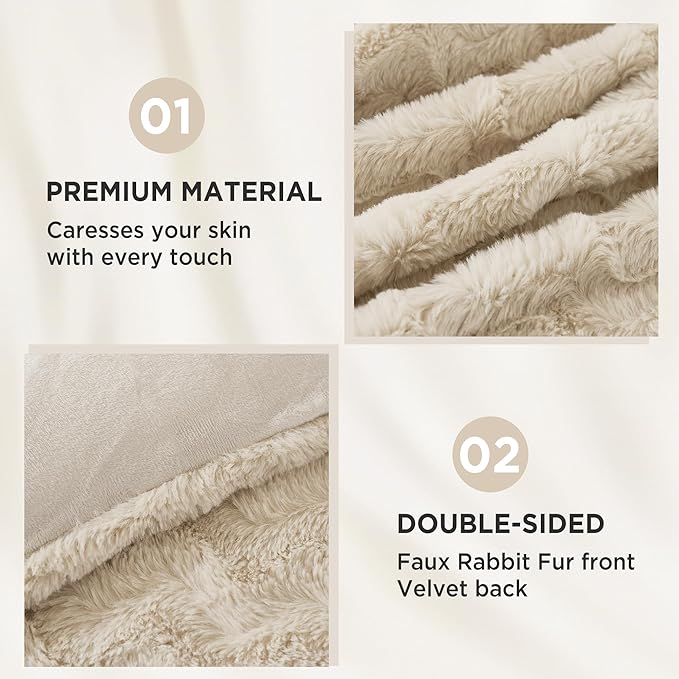 Andency Beige Fleece Comforter Set Full, 3 Pieces Fuzzy Shaggy Faux Fur Bedding Comforter Set, Warm Soft Plush Fluffy Sherpa Bed Comforter Set for Winter