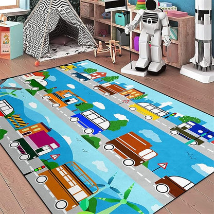 Car Carpet for Kids Kids Rugs for Playroom Car Track Rug Road Rug for Kids Car Play Rug Road Carpet for Toy Cars Car Track Rugs for Boys Car Rug for Boys Room 4'5''×6'