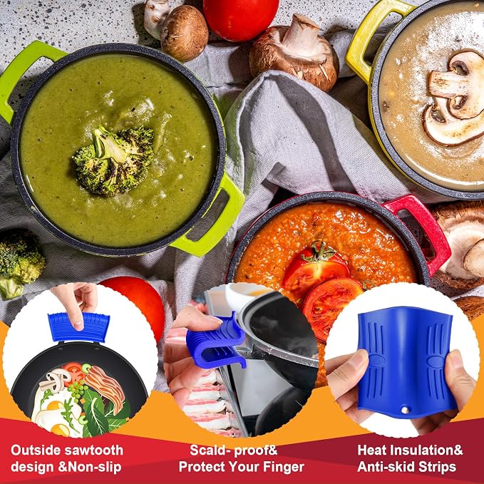 5pcs Cast Iron Handle Cover, Silicone Hot Handle Holder | Heat Resistant Cast Iron Skillet Covers Potholder for Frying Pans and Griddles Kitchen Supplies under 400℉