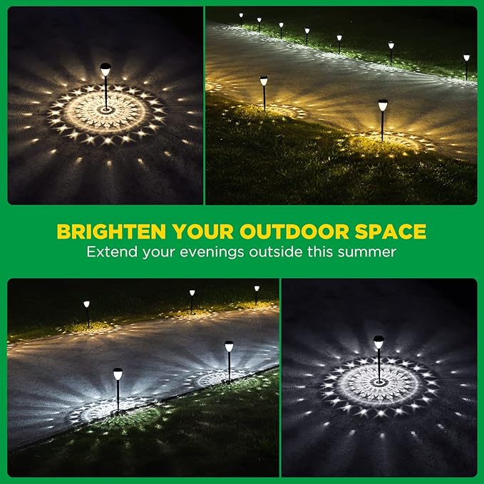 Super Bright Solar Lights Outdoor Waterproof-10 Pack, Dusk to Dawn Up to 12 Hrs Solar Powered Outdoor Pathway Garden Lights Auto On/Off, LED Landscape Lighting Decorative for Walkway Patio Yard