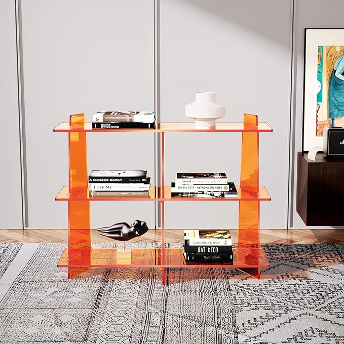 Acrylic Console Table, Entryway Table, Acrylic Bookshelf, 39.4'' x 11.8'' x 31.5'', Clear