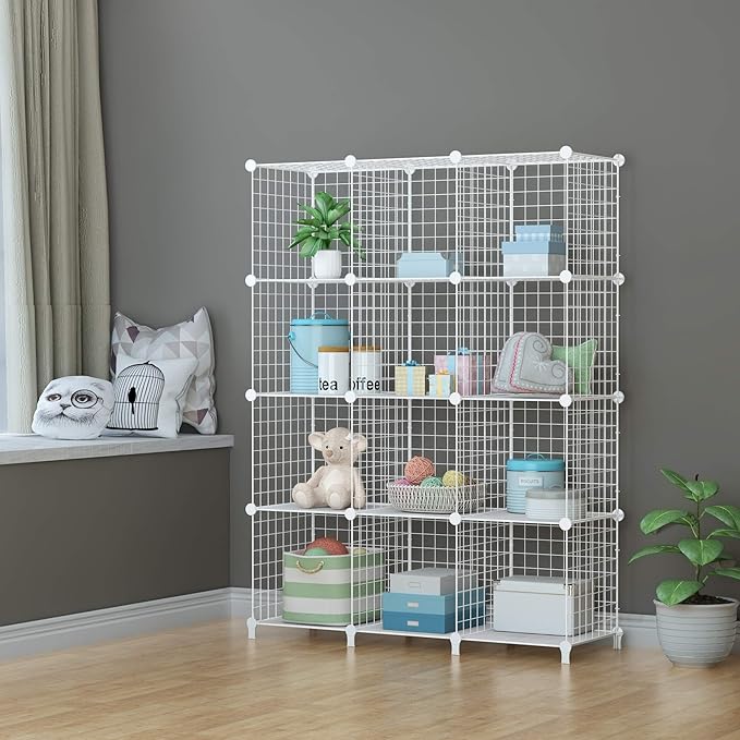 HOMIDEC Closet Organizers and Storage, 12 Storage Cubes, Wire Cube Storage DIY Room Storage Shelf for Garment Racks, Closet, Wardrobe