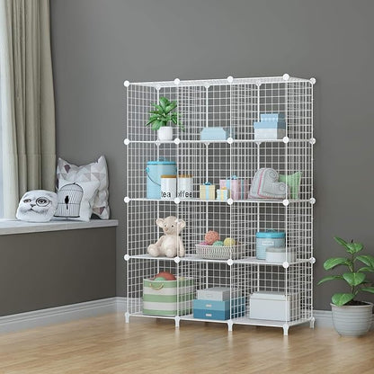 HOMIDEC Closet Organizers and Storage, 12 Storage Cubes, Wire Cube Storage DIY Room Storage Shelf for Garment Racks, Closet, Wardrobe