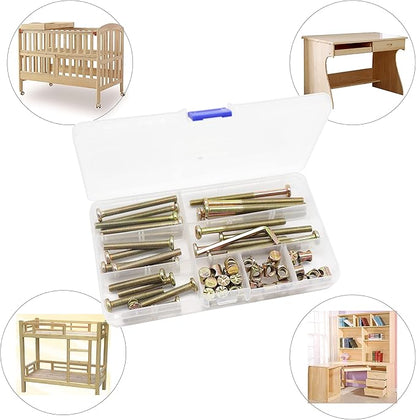 Simmons Crib Parts Hardware Replacement Kit, cSeao 25-Set Hex Socket Cap Bolts Barrel Nuts Assortment Kit for Bunk Beds Cot Chairs Furniture Assembling, M6x35mm/ 45mm/ 55mm/ 65mm/ 75mm