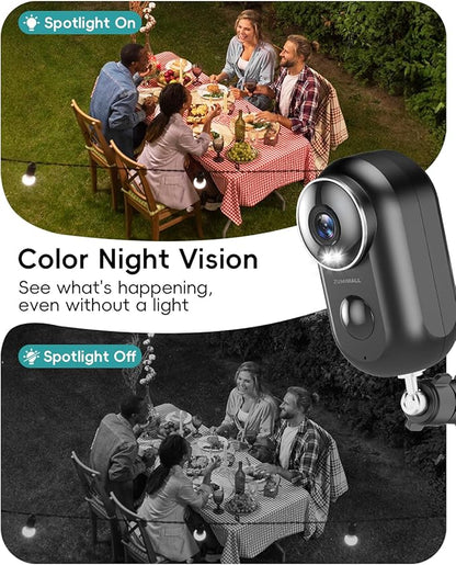 ZUMIMALL Security Cameras Wireless Outdoor, 4 Packs, 2K Cameras for Home Security, Outdoor/Indoor Camera Battery Powered, 2.4G WiFi, Magnetic Mount,3MP Color Night Vision/Siren/PIR/AI/Cloud/Alexa