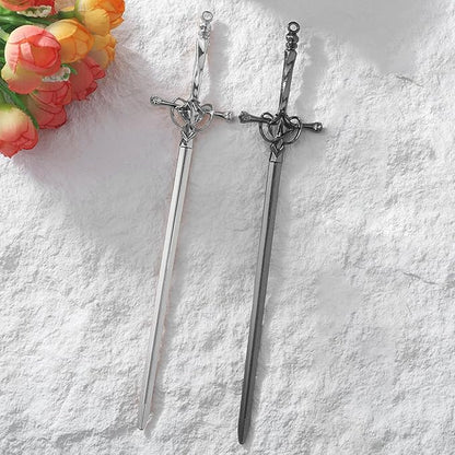 2PCS Hair Sticks for Buns,Hair Chopsticks,Sword Hair Pin,for Vintage Hair,Renaissance Chinese Hair Accessories,Metal Sword Hair Pins,Ancient Style Sword Hair Chopstick LINYUEARUI-Black&Silver