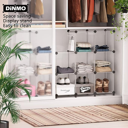 16 Cubes Storage Organizer, Bookcase, Display Shelf with Wooden Mallet, Cabinet Storage for Kids, Adult, Office, Bedroom, Bathroom, White