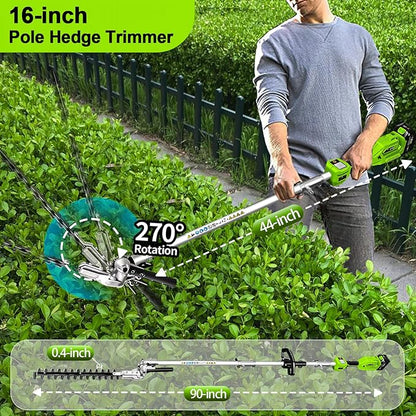 4-in-1 Cordless String Trimmer/Edger Electric Pole Hedge Trimmer 2 * 5000mAh Battery Powered Pole Saw Portable Weed Wacker and Brush Cutter Blade, Multi-Tool Kit for Grass Garden Lawn Care