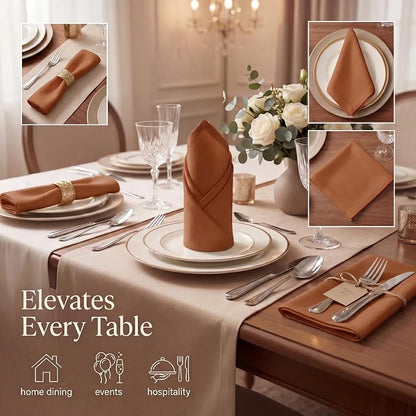 Urban Villa Cloth Napkins Cotton 20x20 (Set of 12) Rust