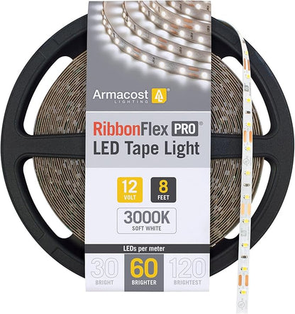 Armacost Lighting Soft Bright White, 60 LEDs/M, 8.2' (2.5M) RibbonFlex Pro LED Tape Light.. 142210
