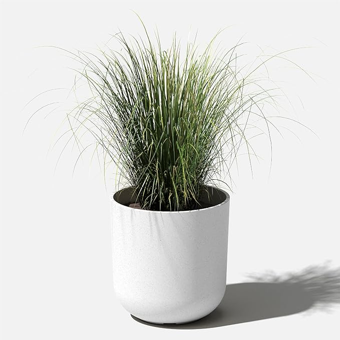 Veradek Mason Series Lima Planter - Round Planter for Indoor or Outdoor Porch/Garden | Made from Plastic-Stone Composite with Drainage Holes | Modern Décor for Succulents, Flowers, Small Plants
