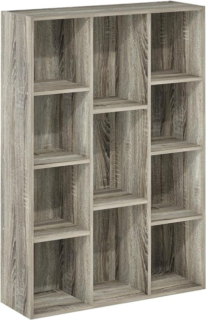 Furinno 11-Cube and 7-Cube Reversible Open Shelf Bookcases in French Oak