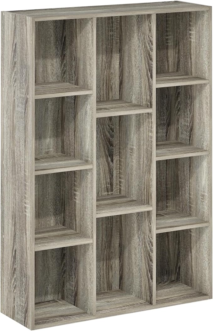 Furinno Luder 11-Cube Reversible Open Shelf Bookcase, French Oak