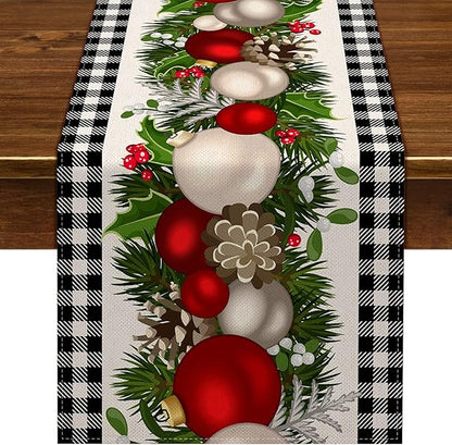 Nepnuser Black and White Gingham Christmas Table Runner 90 Inches Long Buffalo Check Plaid Xmas Decoration Holiday Home Kitchen Decor