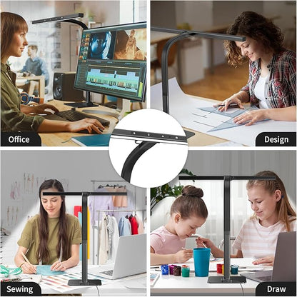 EppieBasic Led Desk Lamp, Architect Desk Lamps for Home Office, 12W Dimmable & 6 Color Modes Extra Bright Modern Table lamp with Base, Auto Dimming Overhead Desk Lighting for Workbench Monitor