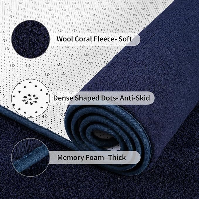 Area Rugs for Bedroom Living Room, 7x10 Navy Blue Super Soft Comfy Thickened Memory-Foam Indoor Carpets, Modern Aesthetic Minimalist Carpet for Boys Girls Adults Apartment Nursery Home Décor