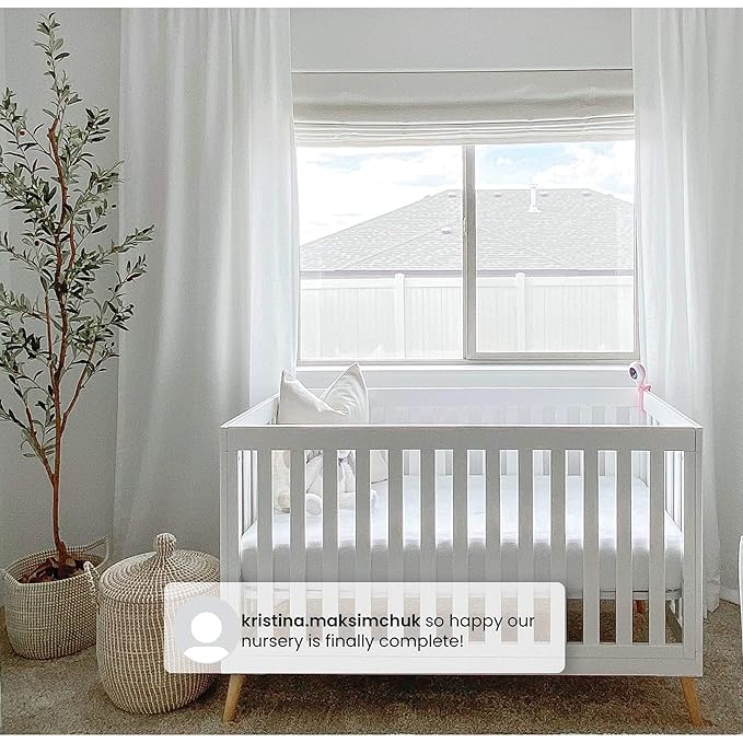 Delta Children Essex 4-in-1 Convertible Baby Crib, Bianca White with Natural Legs