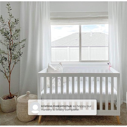 Delta Children Essex 4-in-1 Convertible Baby Crib, Grey with Natural Legs