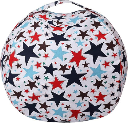 Colorful House Stuffed Animal Storage Bean Bag Chair Cover for Kids Stuffable Zipper Beanbag for Organizing Children Toys Large Canvas(26'',Star)