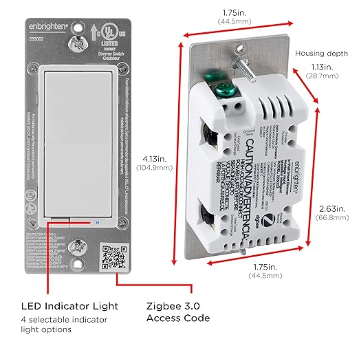 Enbrighten Zigbee Dimmer, QuickFit & SimpleWire, Pairs Directly with Echo 4th Gen/Echo Show 10/Echo Studio/Echo Plus/Eero Pro 6, Compatible with Alexa, Google Assistant, White & Light Almond, 43082