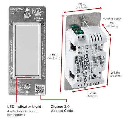 Enbrighten Zigbee Dimmer, QuickFit & SimpleWire, Pairs Directly with Echo 4th Gen/Echo Show 10/Echo Studio/Echo Plus/Eero Pro 6, Compatible with Alexa, Google Assistant, White & Light Almond, 43082