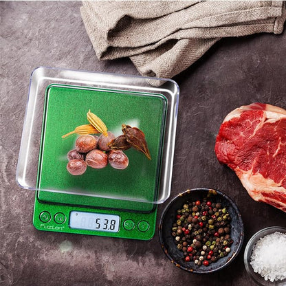 Fuzion Small Gram Scale 3000g, Digital Kitchen Food Scale, Gram and Ounce | Ombré, 0.1g Accuracy, 6 Modes, 2 Trays Included, Tare, Piece Counting, For Food, Coffee, Cooking, Herb, Reptiles, Coins