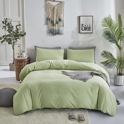 Sage Green Comforter Set Full Solid Green Bedding Set Lightweight Women Soft Light Mint Green Blanket 3 PCs Durable Full Size Comforter Set Men Sage Green Breathable Bed Comforter Set