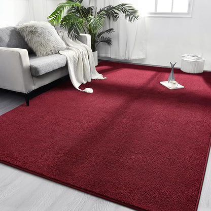 Area Rugs for Bedroom Living Room, 6x9 Rose Red Super Soft Comfy Thickened Memory-Foam Indoor Carpets, Modern Aesthetic Minimalist Carpet for Boys Girls Adults Apartment Nursery Home Décor