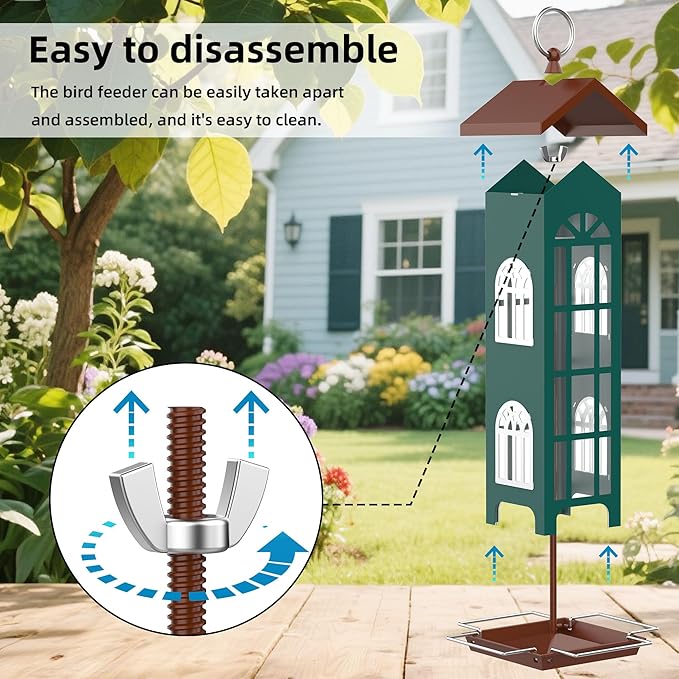 Metal Bird Feeder The Most Popular Bird Feeders for Outdoors Hanging,Waterproof and Rust-Proof,Easy Cleaning,Wild Bird Feeders Attracting Chickadees Goldfinches Cardinals Finches and Sparrows