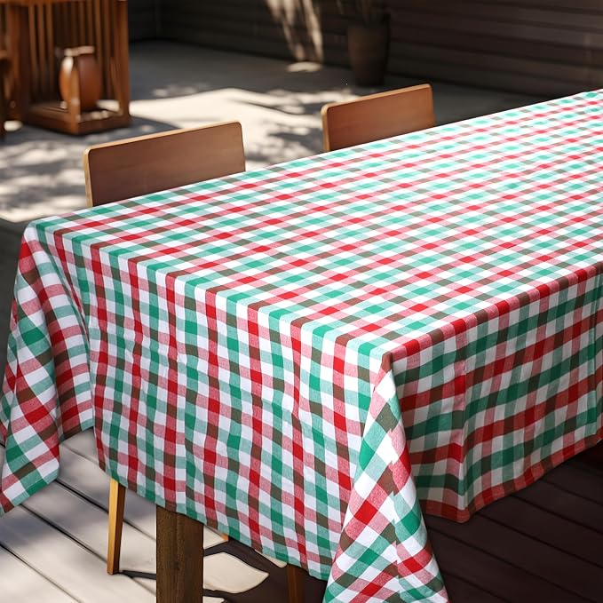 Urban Villa Tablecloth Cotton Tabletop 60x84 (6-8 Seats) Red/Grn/Wht