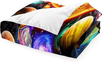 Space Comforter Set Full Solar System Bedding Full Comforter Sets Galaxy Outer Space Bedroom Decor for Boys Bed Set Full Size Earth Planet Quilt Set with 1 Comforter 2 Pillowcases