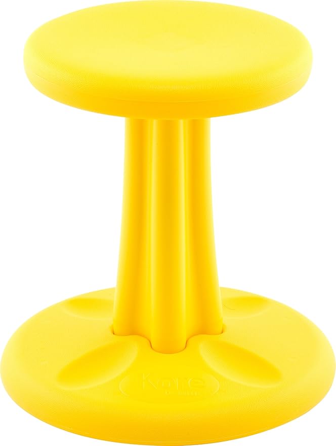 Kore Kids Wobble Chair - Flexible Seating Stool for Classroom & Elementary School, ADD/ADHD - Made in The USA - Age 6-7, Grade 1-2, Yellow (14in)