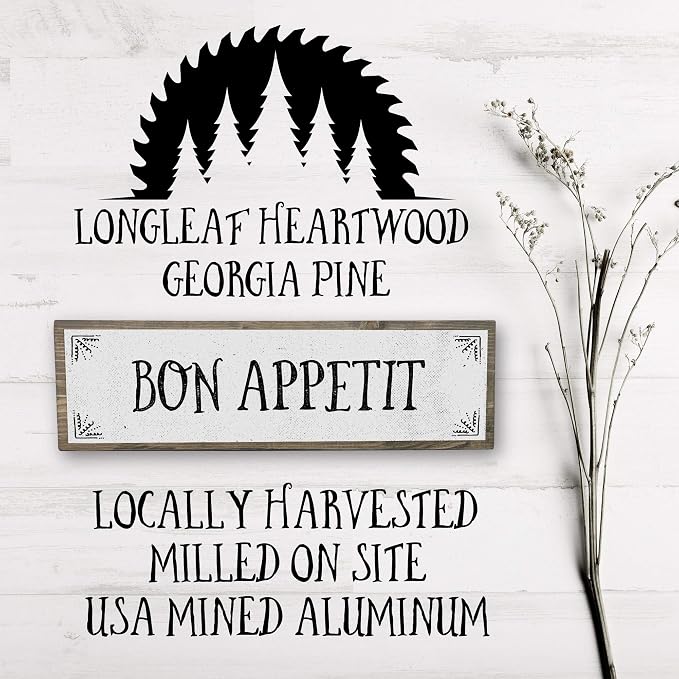 Kitchen Wood Signs (Medium - Wood And Metal, Bon Appetit)