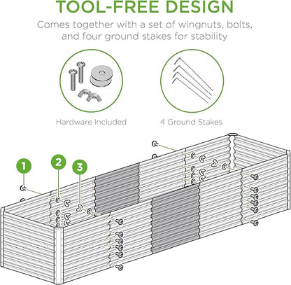 Best Choice Products 8x2x2ft Raised Outdoor Metal Garden Bed, Deep Root Box Planter for Vegetables, Flowers, Herbs, 240 Gallon Capacity, 100% Non Toxic Materials - Sage Green