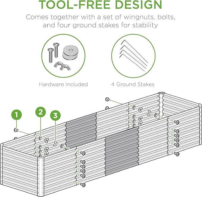 Best Choice Products 8x2x2ft Raised Outdoor Metal Garden Bed, Deep Root Box Planter for Vegetables, Flowers, Herbs, 240 Gallon Capacity, 100% Non Toxic Materials - Moonlight Gray
