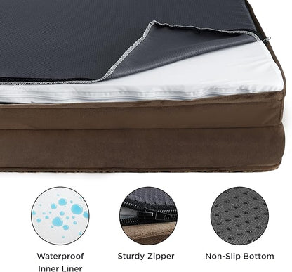 Bedsure Orthopedic Dog Bed for Extra Large Dogs - Calming XL Dog Sofa Beds with Luxurious Plush Washable, Pet Couch Bed with Removable Washable Cover, Waterproof Lining and Nonskid Bottom, Brown