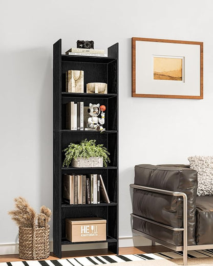 6-Tier Bookshelf, 66.9 Inches Floor Standing Bookcase, Display Storage Shelf, Corner Shelf, Home Decor Furniture for Home Office, Living Room, Bedroom, Black 01104XBC